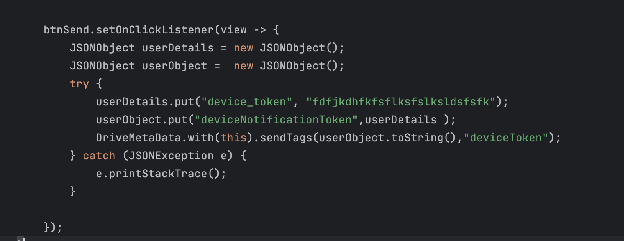 Android event payload example