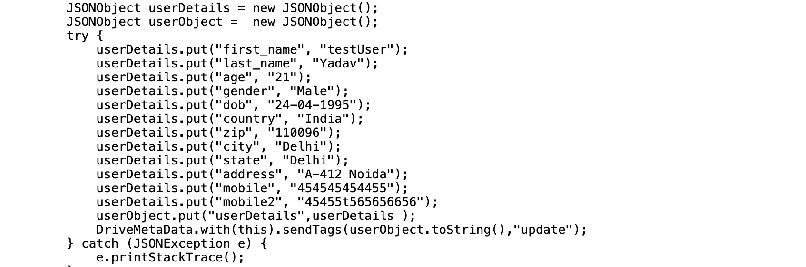 Android event tracking call example