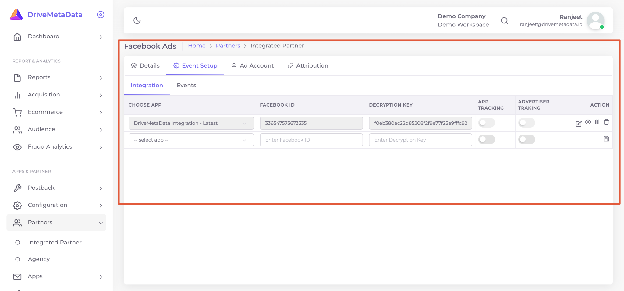 Facebook Ads integration configuration